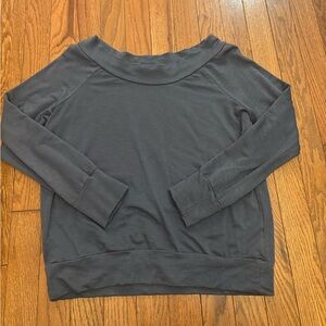 Groceries Apparel Organic Dark Gray Long Sleeve Top Off the Shoulder
